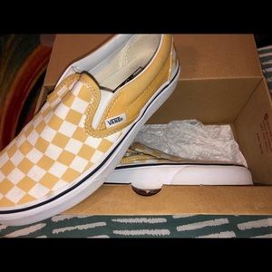 Yellow Checkered Vans - brand new in box